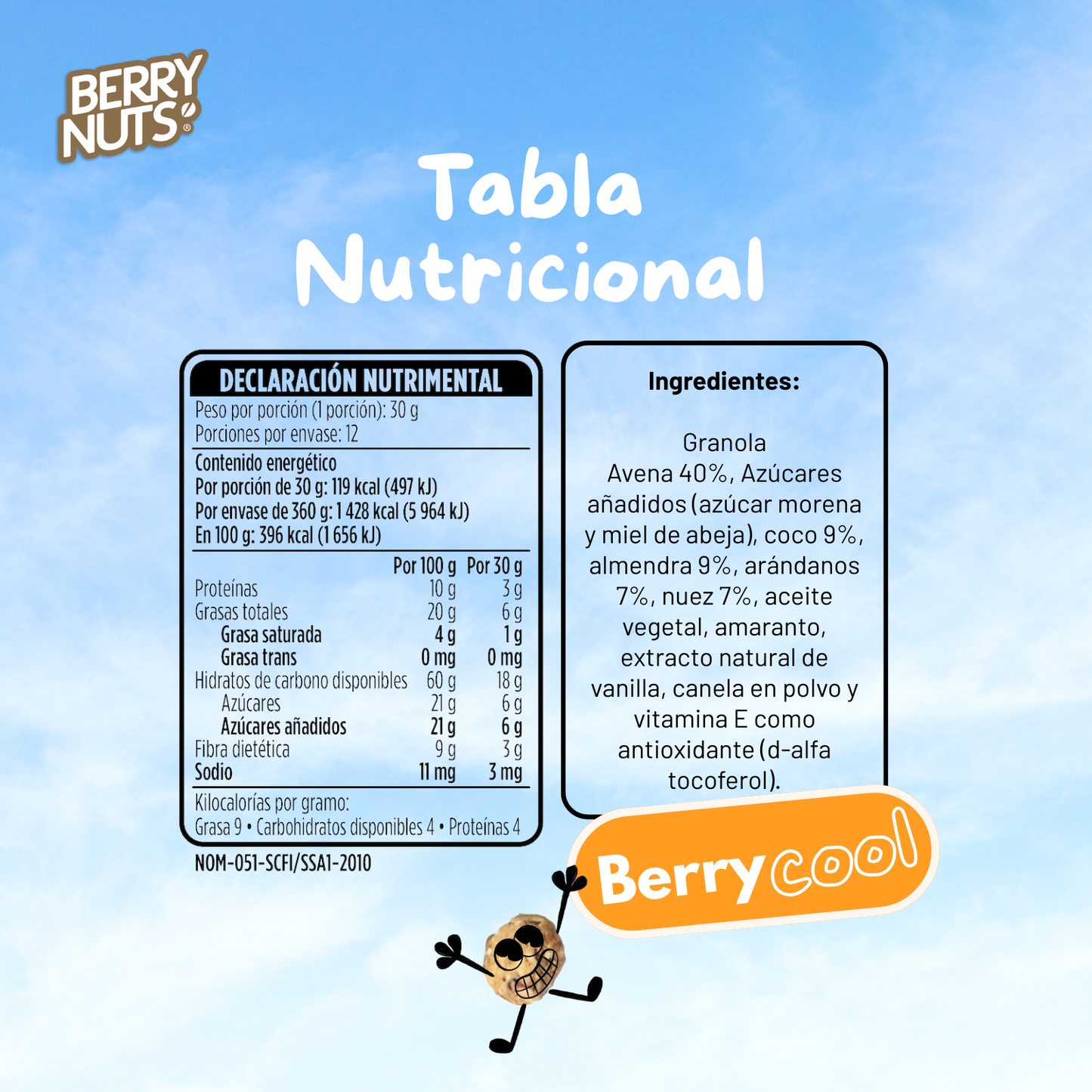 Granola Nuez, Arándano y Almendra Berry Nuts® 360g y 1kg