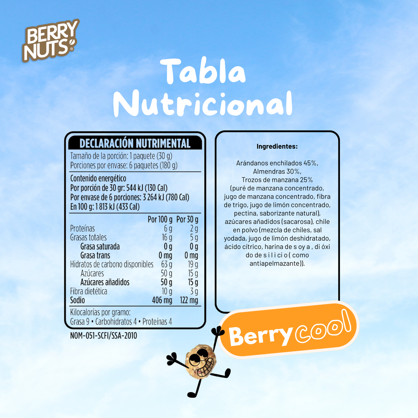 Six Pack ArandaNuts® Arándano Enchilado con Manzana y Almendra 30g c/u