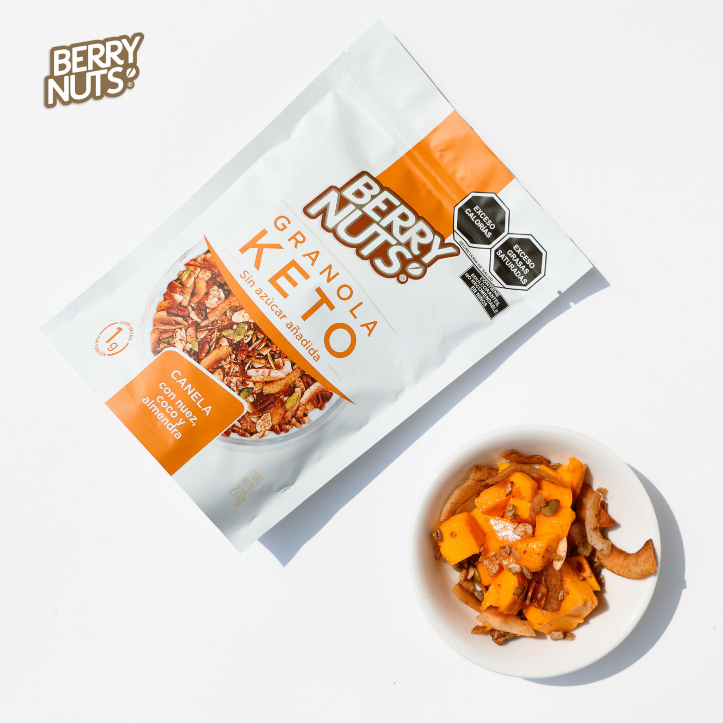 Granola Keto con Canela, Nuez, Coco y Almendra Berry Nuts® 270g