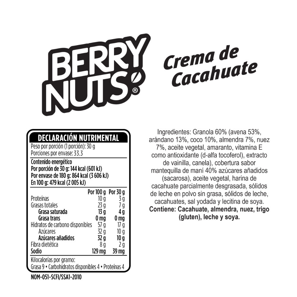 Clusters® de Granola Berry Nuts® con Crema de Cacahuate de 1kg