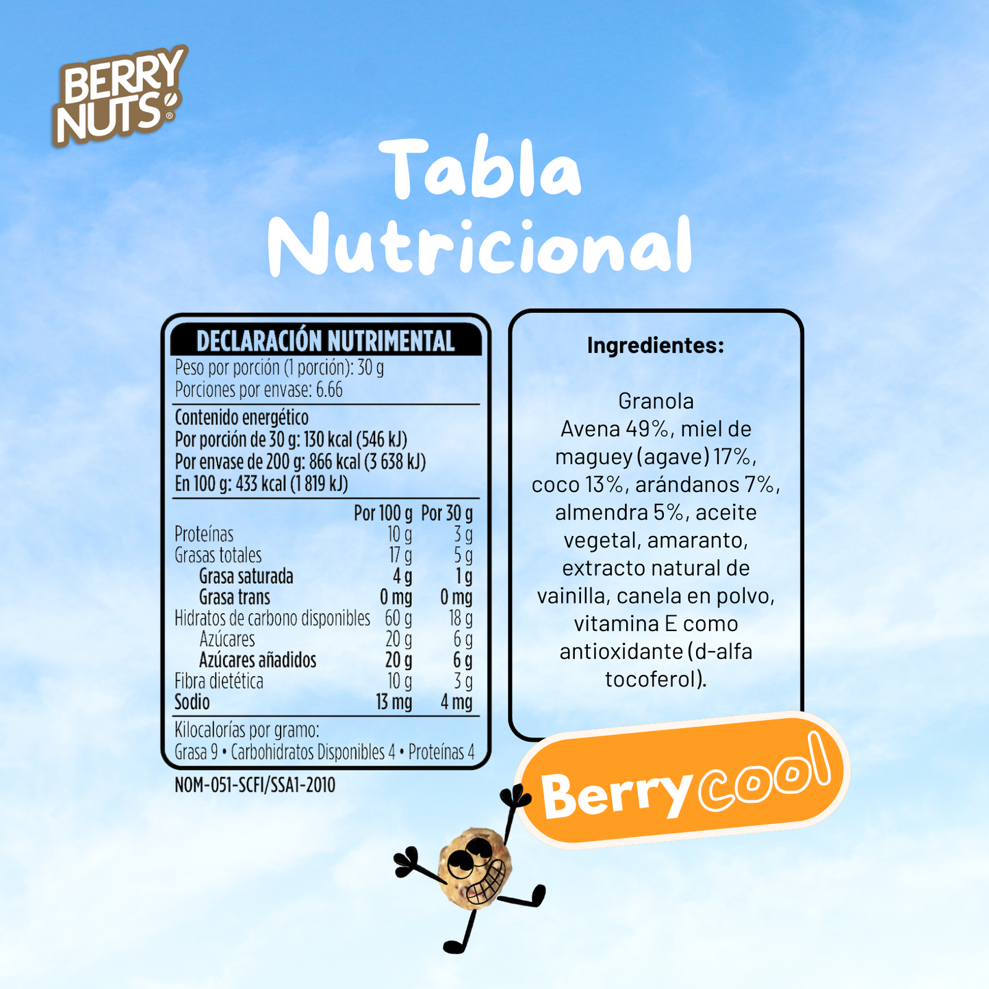 Granola Berry Nuts con Miel de Agave, Arándano y Almendra ®  200g y 1kg.