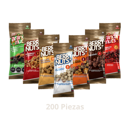 Pack 200 Snacks Saludables Berry Nuts® | Bolsitas de 25g y 30g