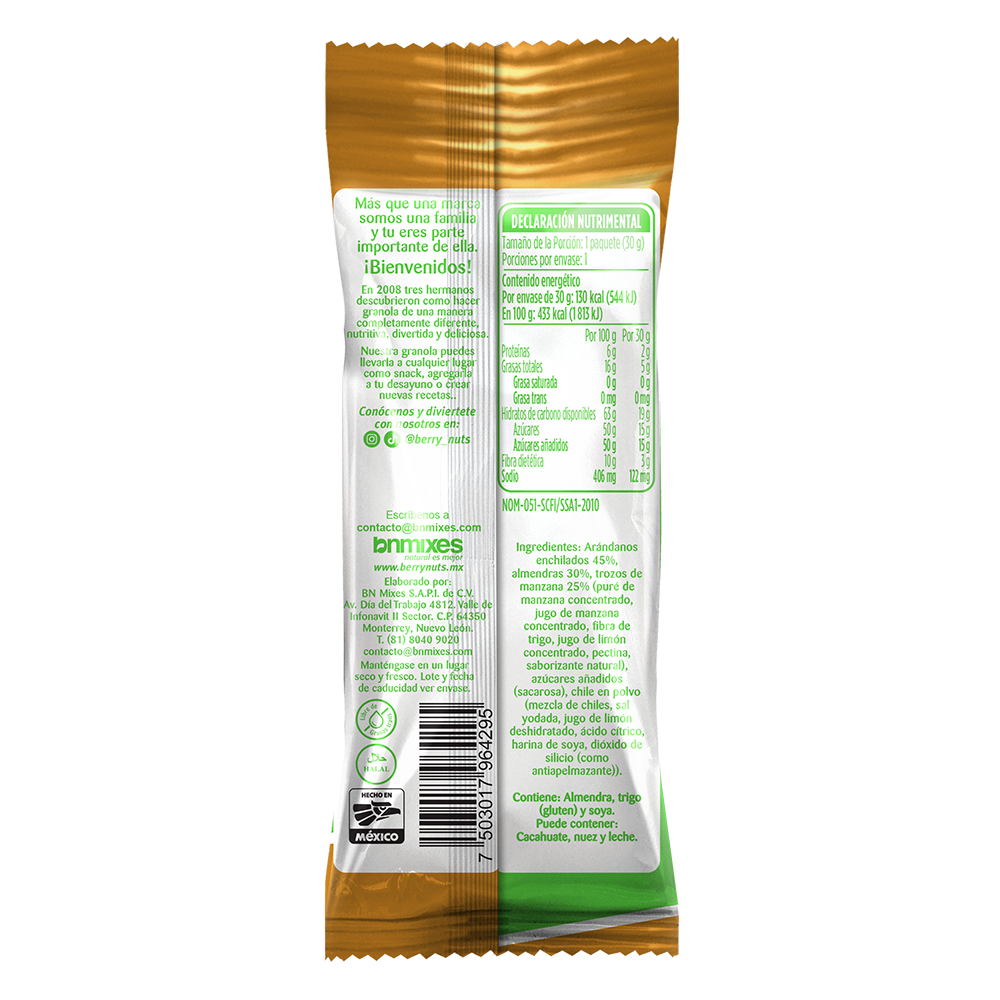 Bolsita ArandaNuts® Arándanos Enchilados con Manzana y Almendras Berry Nuts® 30 g