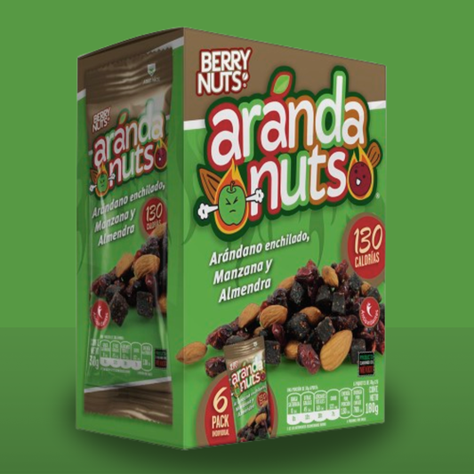 Six Pack ArandaNuts® Arándano Enchilado con Manzana y Almendra 30g c/u