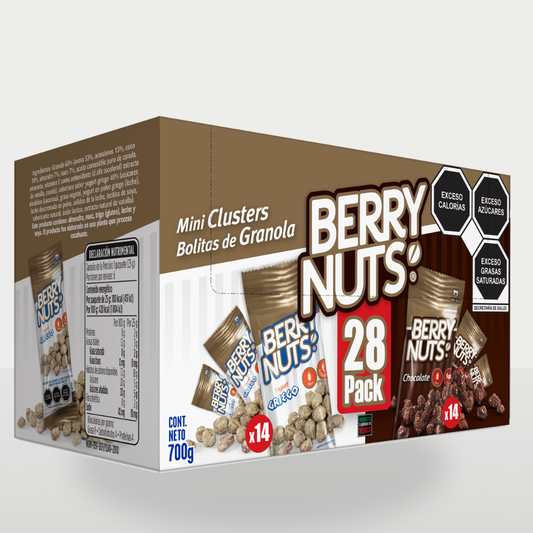 Pack 28 Clusters® Berry Nuts® 25g | Yogurt Griego y Chocolate.
