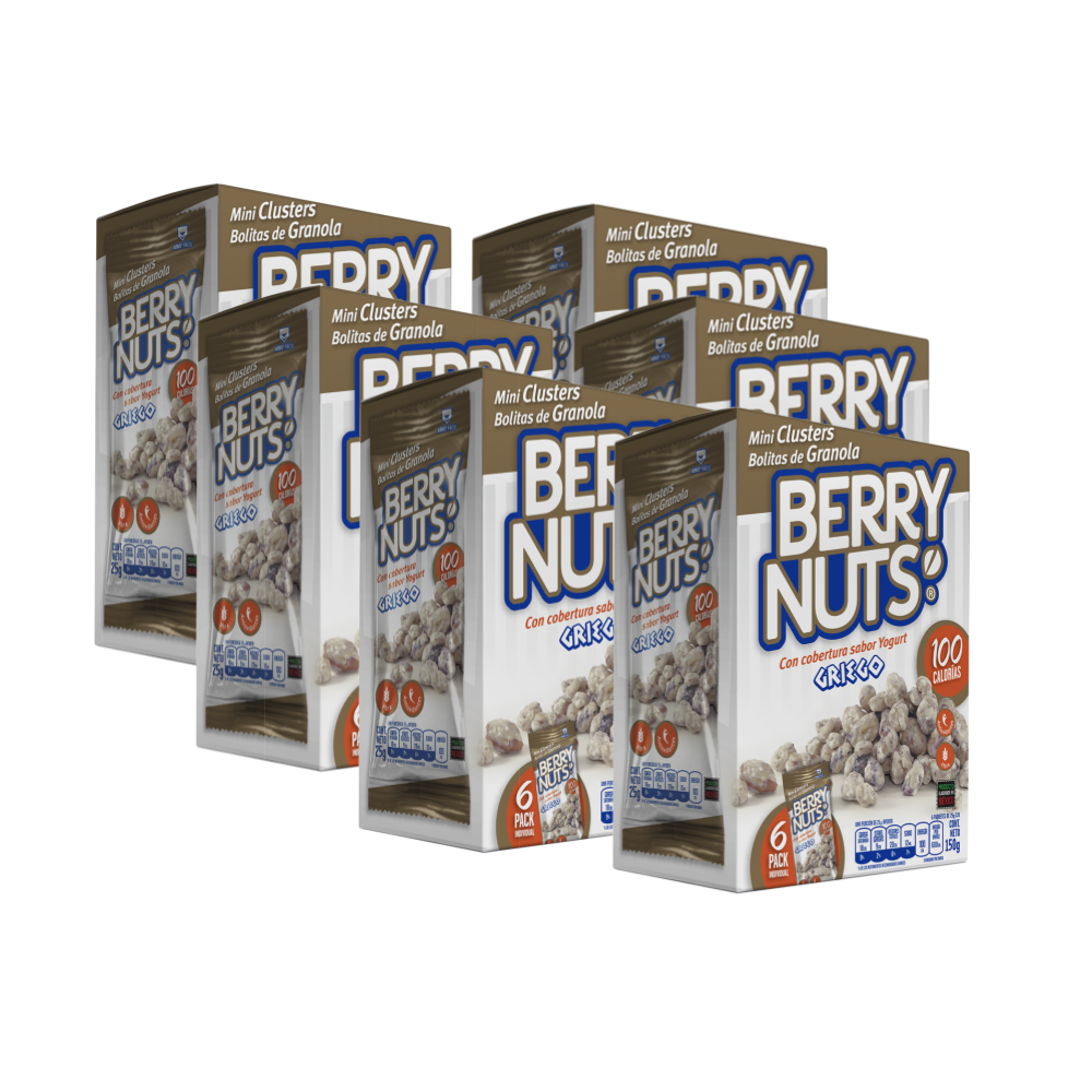 Snacks de Mini Clusters® de Granola Berry Nuts® sabor Yogurt Griego de 25g (6 Pack)