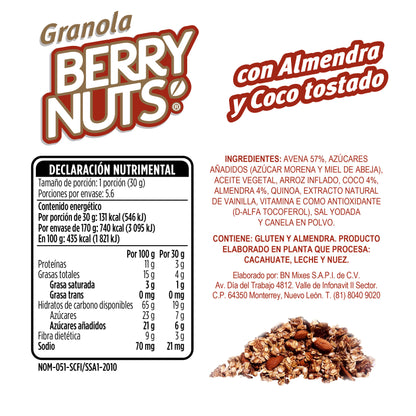 Granola Berry Nuts® con Quinoa, Almendras y Coco Tostado.