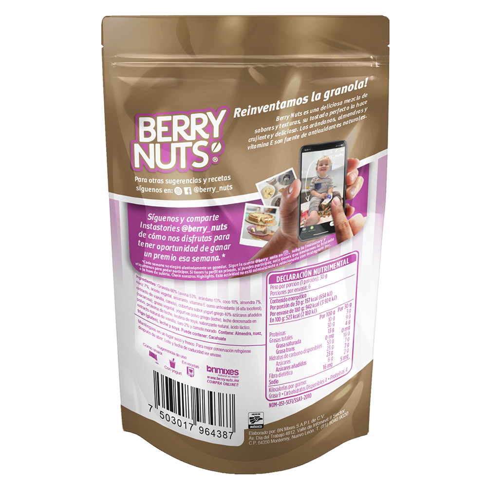 Clusters® Yogurt Griego Taro Berry Nuts® 180g y 1Kg