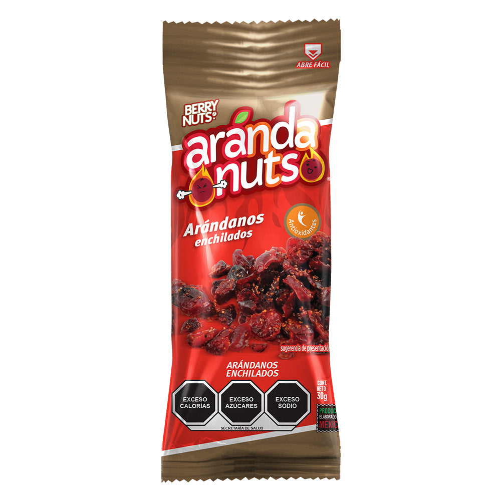 Snacks Arándanuts® Arándanos Enchilados. 6 pack 30gr c/u 🌱