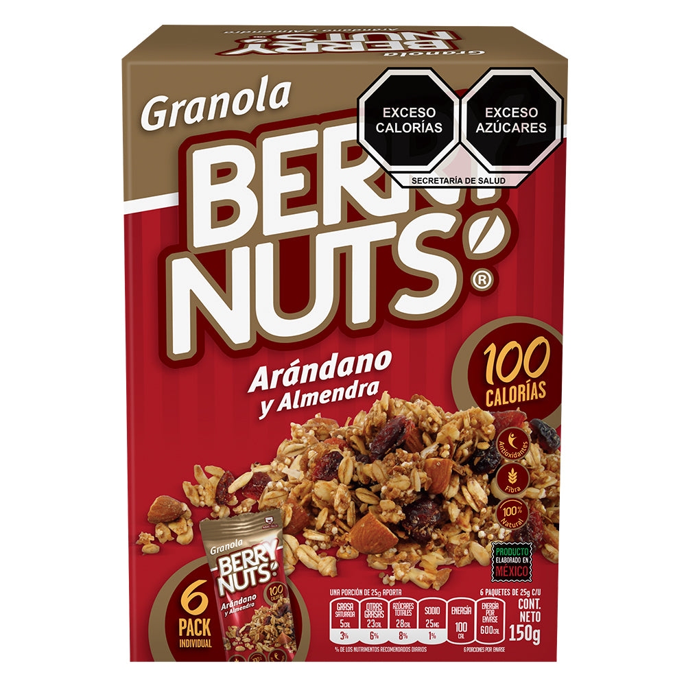 Snacks Granola con Arándano y Almendra. 6 pack 25gr c/u.