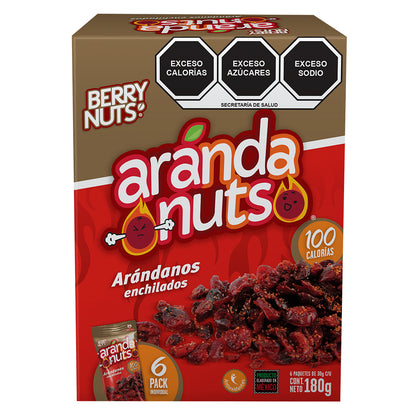 Snacks Arándanuts® Arándanos Enchilados. 6 pack 30gr c/u 🌱