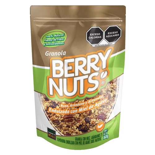 Granola Berry Nuts® Miel de Agave, Nuez, Arándano, Almendra. 360gr 🌱