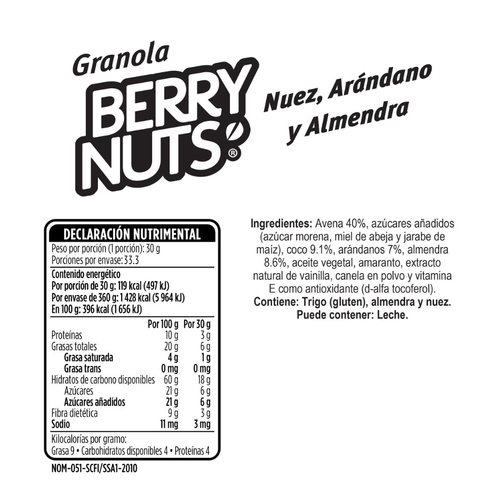 KILO de Granola Berry Nuts® Original. Nuez, Arándano y Almendra.
